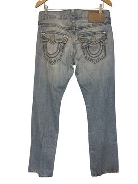 Men True Religion Ricky Light Wash Jeans  Relaxed Straight Leg Fit 31X32 USA